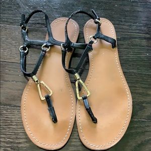 Tommy Hilfiger black with gold accent sandals